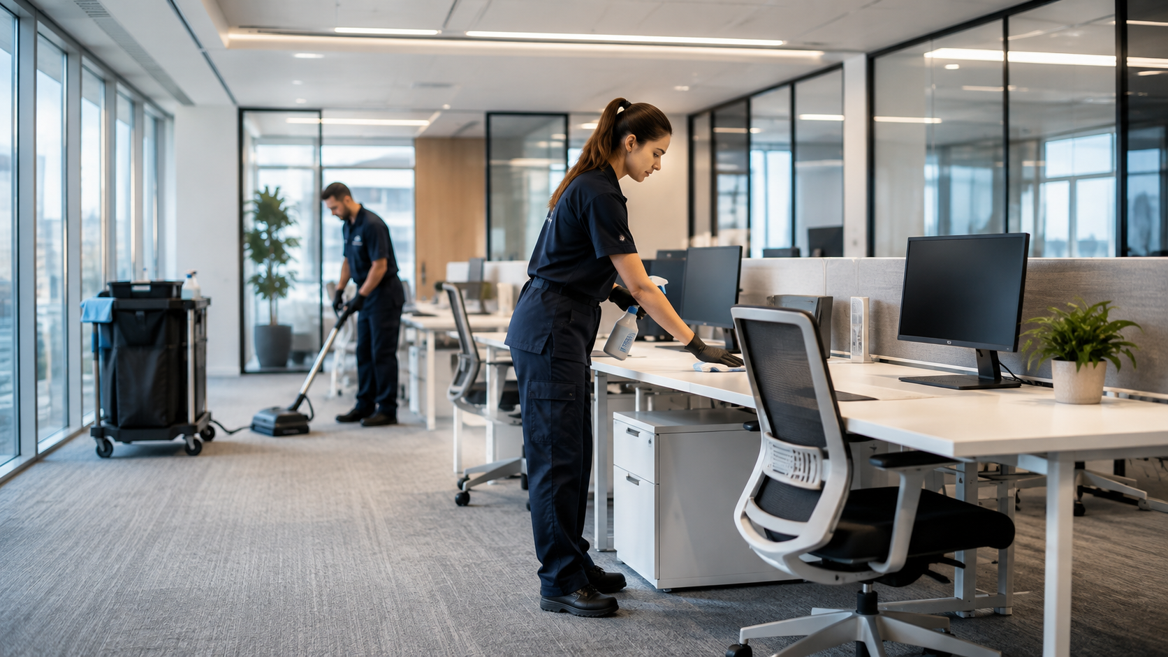 Nettoyage de bureaux modernes